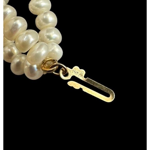 14k Three Strand Freshwater Pearl Multi gemstone Beaded Bracelet 7.5 Inches - Picture 5 of 8